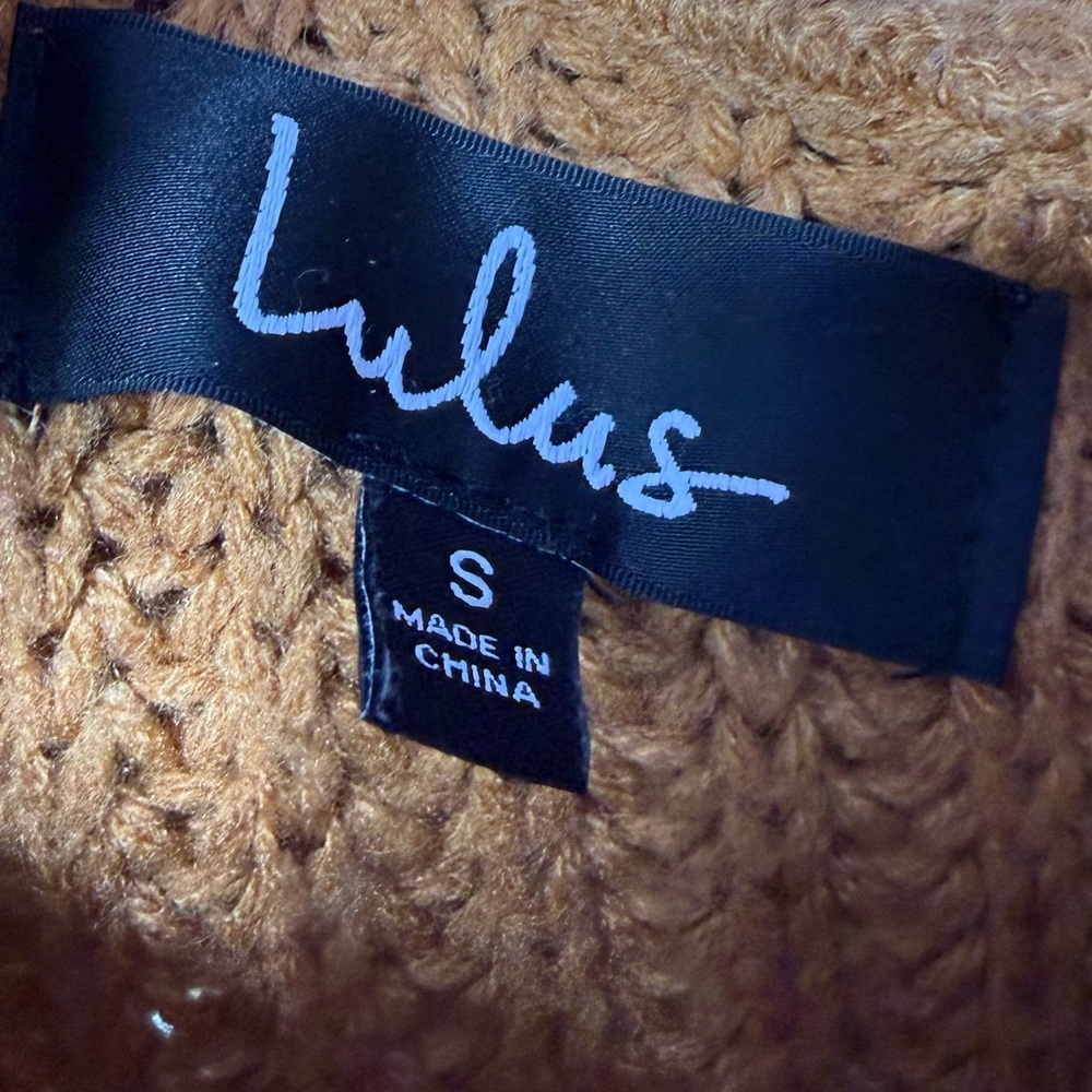 Lulus Carmichael Light Brown Off-the-Shoulder Knit Sweater Size Small - Picture 6 of 10